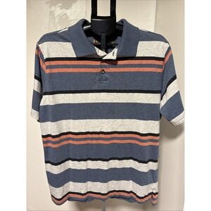 Big Sky Outfitters Men's XL Blue w/strips Polo Shirt Short Sleeve Casual Golf